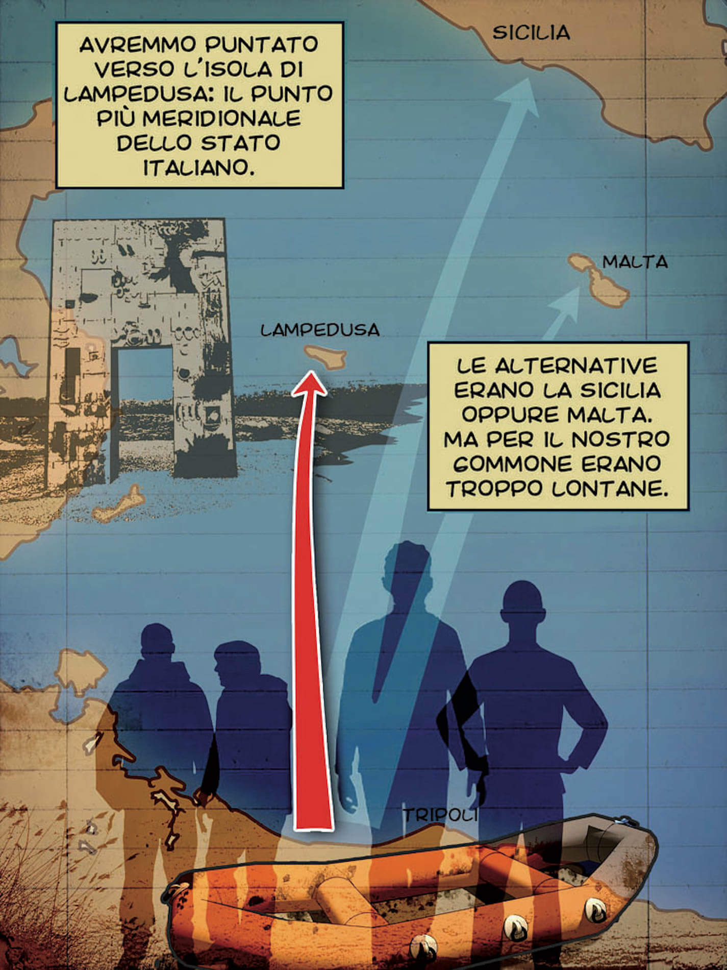 Fumetto rotte viaggi in mare